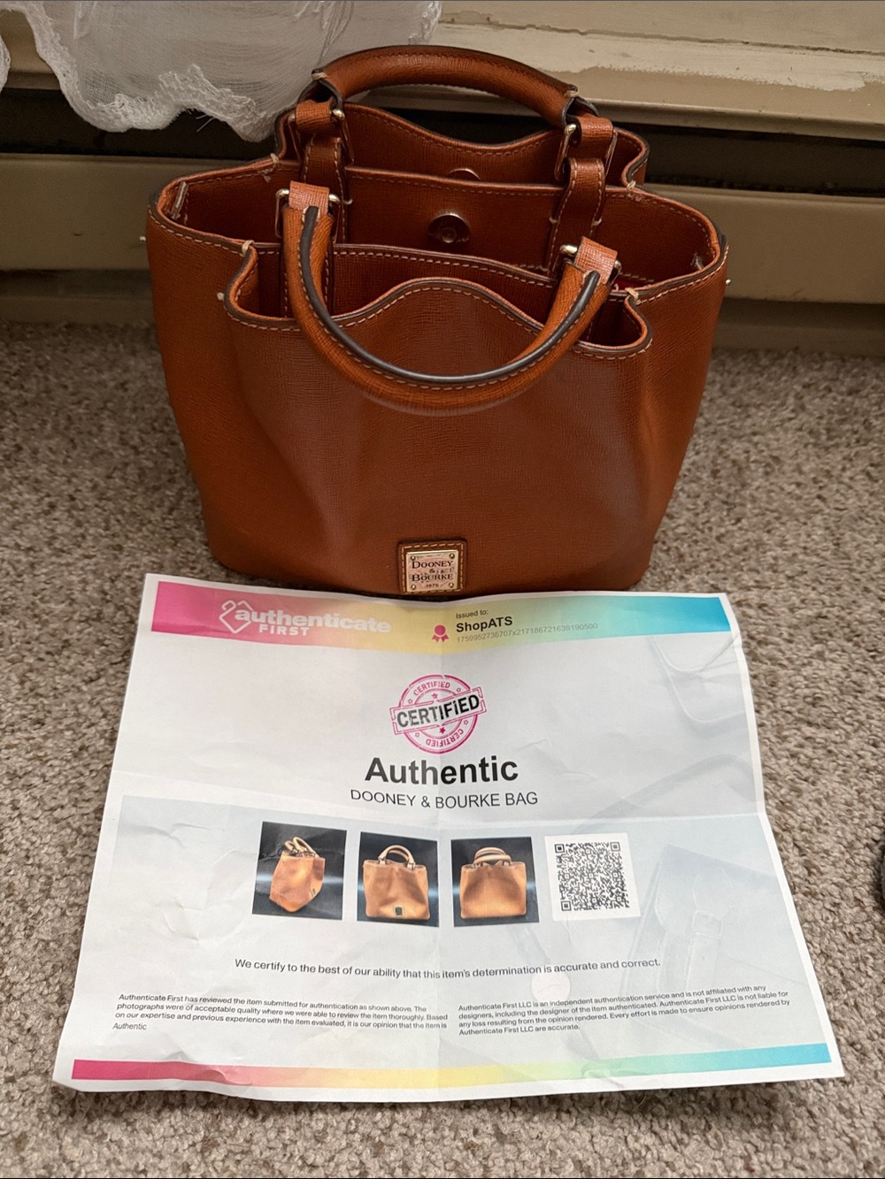 Dooney & Bourke Chestnut Brown Pebbled Leather Mini Satchel